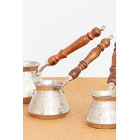 Üzüm İşlemeli Gümüş Bakır Cezve (3'lü Takım)