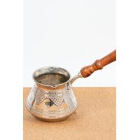 Üzüm İşlemeli Gümüş Bakır Cezve (Büyük Boy)