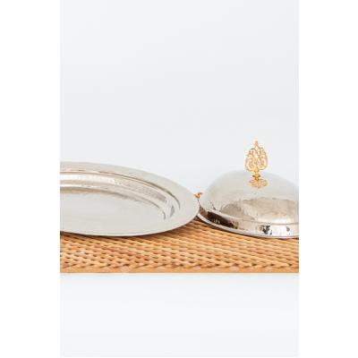 Bakır Dövme Kapaklı Sunum Tabağı ( Küçük Boy)