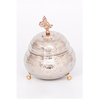 Gümüş Dövme Bakır Şekerlik Üzüm İşlemeli